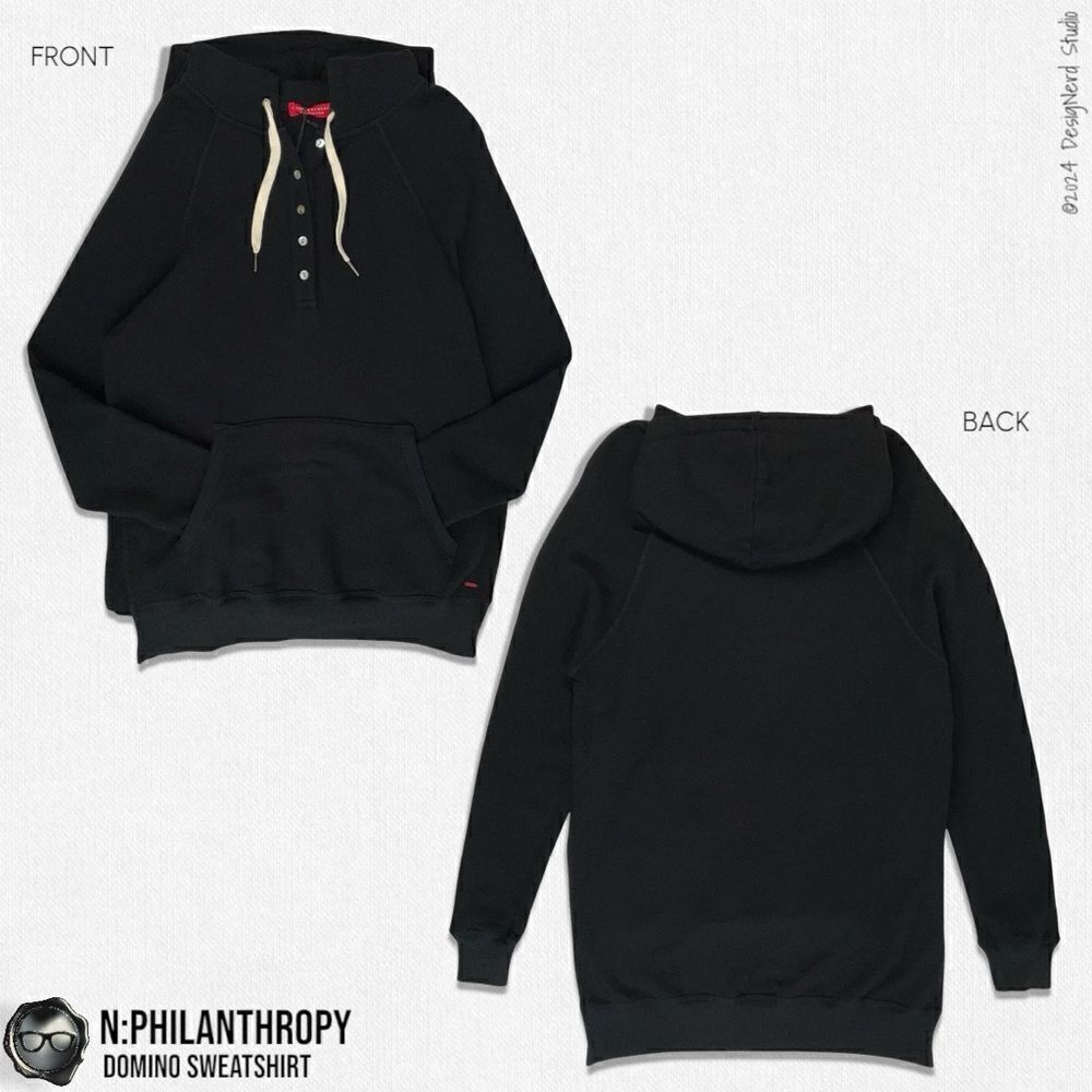 N:PHILANTHROPY DOMINO HOODIE HIGH-LOW SWEATSHIRT IN BLACK CAT WOMEN SIZE SMALL